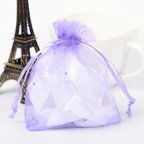 Rectangle Organza Bags with Glitter Sequins OP-R020-10x12-05-1