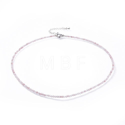 Natural Strawberry Quartz Beaded Necklaces NJEW-JN02492-06-1