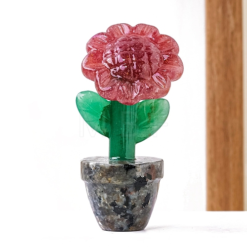 Natural Strawberry Quartz Potted Plate Display Decorations PW-WGF190A-02-1