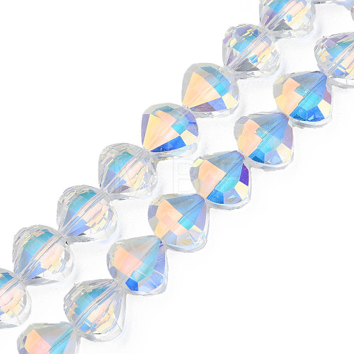 Electroplate Transparent Glass Beads Strands EGLA-N002-36-C01-1