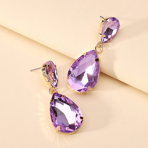 Colorful Transparent Glass Crystal Earrings with Fashionable Waterdrop Shape for Elegant and Stylish Women ST7381527-1