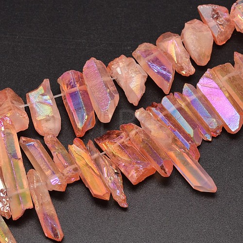 Electroplated Natural Quartz Crystal Beads Strands G-A142-03G-1