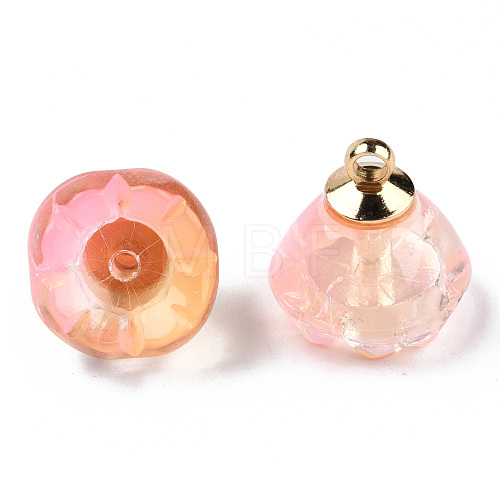 Transparent Spray Painted Glass Charms GLAA-N035-031-G03-1