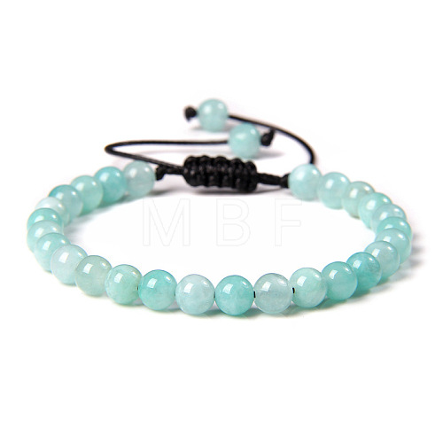 Natural Amazonite Round Bead Adjustable Braided Bracelets UO3136-40-1