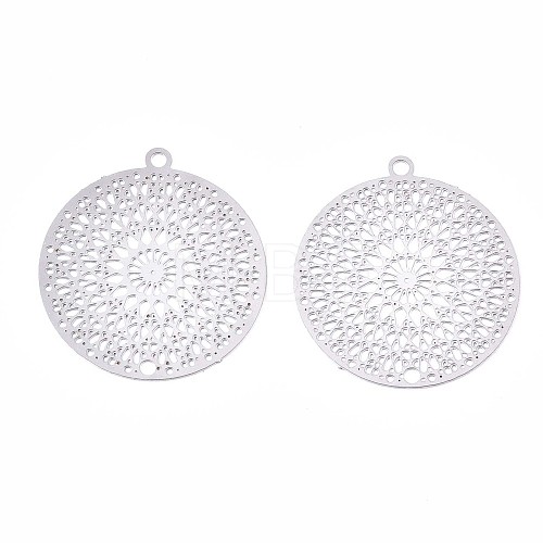 Tarnish Resistant 201 Stainless Steel Filigree Pendants STAS-R102-12P-1