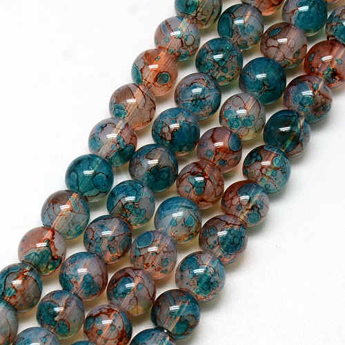 Baking Painted Glass Beads Strands X-DGLA-Q023-6mm-DB43-1