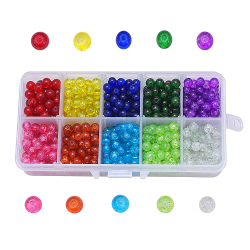 800Pcs 10 Colors Spray Painted Crackle Glass Beads CCG-CJ0001-02-1