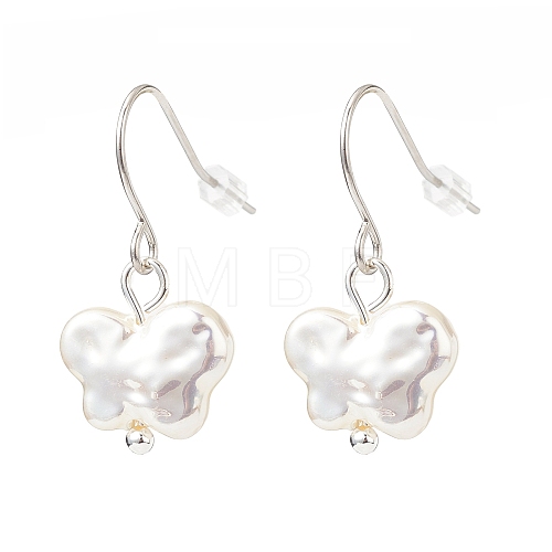 Plastic Pearl Butterfly Dangle Earrings EJEW-JE05028-05-1