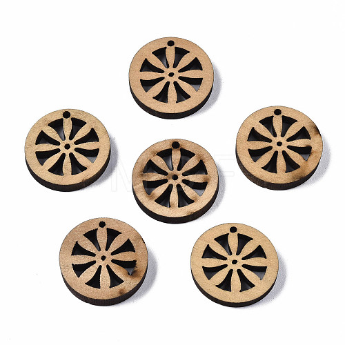 Undyed Natural Wooden Pendants WOOD-N007-119-1