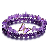 1Pc Natural Amethyst Round Beads Stretch Bracelets BJEW-PA0001-14-7