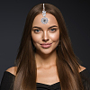 Brass Hair Bobby Pins with Crystal Rhinestone Flower Indian Forehead Chains AJEW-WH0696-874-5