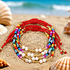 Glass Seed Beads & Imitation Pearl Round Beads Braided Bead Bracelets MR3840-2