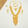 Vintage Alloy Statement Hollowed Ear of Wheat Necklace & Bracelet & Earrings & Ring Set for Women ZA7503-2