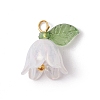 White Lily Flower Charms & Flora Leaves Beads PALLOY-JF02543-3