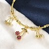 Brass Micro Pave Cubic Zirconia Fruit Charm Bangles for Women BJEW-Z089-01G-02-2