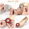 WADORN 4Pcs 2 Styles Flower Alloy & Glass Shoe Buckle Clips AJEW-WR0002-32-4