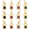 20Pcs 4 Colors Brass Cubic Zirconia Charms KK-TA0009-13B-2