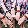 5Pcs 5 Style Wood & Glass Seed & Acrylic Beaded Stretch Bracelets Set with Baseball JB709B-6