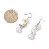 Flower with Moon Alloy Plastic Dangle Earrings EJEW-JE06820-4