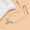 Natural White Jade Chips & Glass Beads Anklets WGE754A-02-3