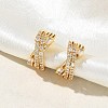 C-Shaped Brass Micro Pave Clear Cubic Zirconia Cuff Earrings EJEW-L316-01G-14-2