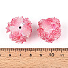 Polymer Clay Rhinestone Beads with Embossed Resin Roses RESI-T059-04G-3