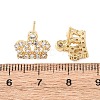 Crown Brass Micro Pave Clear Cubic Zirconia Stud Earrings EJEW-H178-13G-5