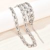 8MM 304 Stainless Steel Textured Ring Link Chain Necklaces NJEW-Z105-04P-01-3