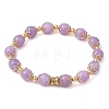 8.5mm Round Dyed Natural Yellow Jade & Brass Beaded Stretch Bracelets for Women BJEW-JB10716-1