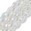 Opaque Solid Color Electroplate Glass Beads Strands LS-EGLA-N013-J8mm-B03-1