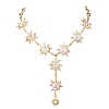 304 Stainless Steel Enamel Sun Link Long Tassel Necklaces for Women NJEW-T021-01G-2