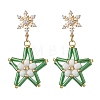 Glass Star Stud Earrings EJEW-MZ00256-01-1