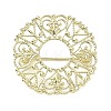 Flat Round with Flower Brass Lapel Pin Brooches for Clothes KK-CBA19A0-01G-1