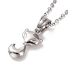 304 Stainless Steel Fox Pendant Necklace for Women STAS-E154-24P-3