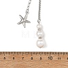 Summer Beach 304 Stainless Steel Starfish Pendant Lariat Necklaces with Shell Pearl NJEW-JN06604-02-4