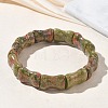 Bamboo Natural Unakite Beads Stretch Bracelets for Women Men BJEW-K304-01F-2