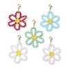 Flower Glass Beads Pendant Decorations HJEW-TA00203-1