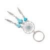 Woven Net/Web with Feather Alloy Gemstone Keychain KEYC-JKC01180-01-4