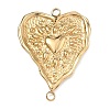 304 Stainless Steel Textured Heart Links Connector Charms STAS-F340-05G-1