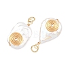 3Pcs 3 Styles Spiral Copper Wire Wrapped Natural Nucleated Baroque Keshi Pearl Pendants PALLOY-JF05276-2
