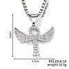 Elegant Brass Crystal Rhinestone Winged Cross Pendant Box Chain Necklaces OK2831-1-1