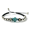 2Pcs 2 Color Natural Dalmation Jasper & Synthetic Turquoise Braided Bead Bracelet BJEW-JB09800-3