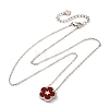 304 Stainless Steel Dark Red Enamel 5-Petal Flower Pendant Necklaces for Women NJEW-U032-17P-04-4