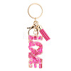 Resin with Alloy Tassel Pendant Keychainss AJEW-TADJ0001-20G-01-1