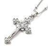 Crucifixion Cross Brass Micro Pave Cubic Zirconia Pendant Necklaces NJEW-S385-02P-2