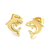 Hollow Out Shark 304 Stainless Steel Stud Earrings EJEW-G359-02G-1