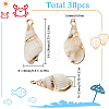 30Pcs Electroplated Spiral Shell Pendants SSHEL-SC0001-29B-2