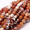 Dyed Natural Fire Crackle Agate Faceted Round Beads Strands G-E320C-8mm-06-1