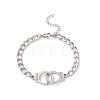 201 Stainless Steel Handcuff Link Bracelet with Curb Chains for Men Women BJEW-TA00172-1