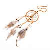 Chicken Feather Handmade Woven Net/Web with Feather Big Pendants AJEW-S080-003-4